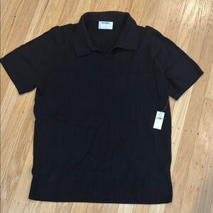 Men’s large black ribbed sweater polo NWT